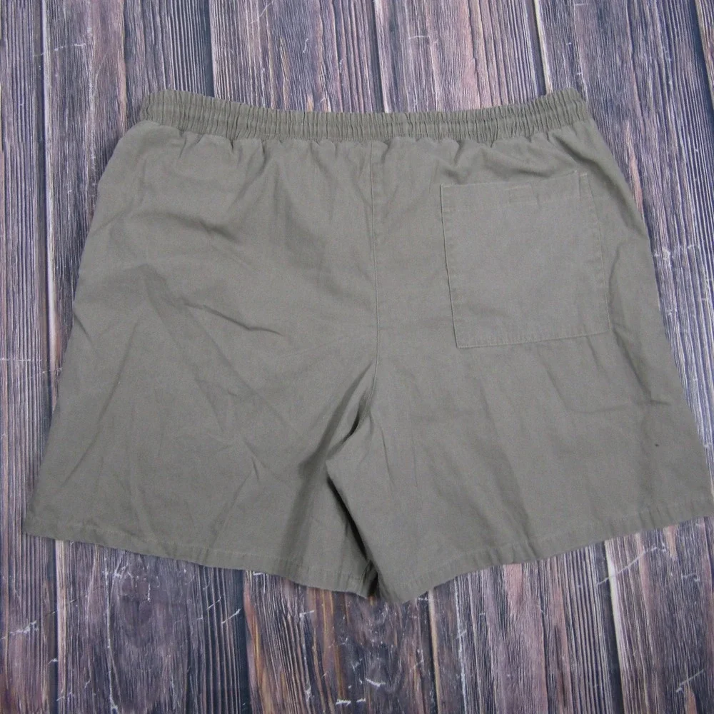 Pacific Scene Mens Large Green Lined Chino Shorts Drawstring Beach Walk‎ Summer